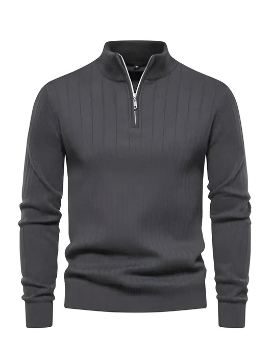 Pull col montant zippé – Élégance & Confort
