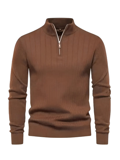 Pull col montant zippé – Élégance & Confort
